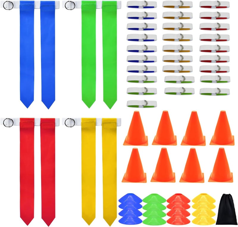 chicarry Flag Football Set, 14 Player/ 28 Player Football Flags and Belts Set, Includes Belts, Football Flags, Cones - Image 1